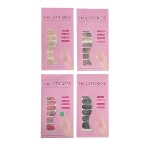 010 Nail Sticker Set of Four - Marble, Shimmering Pink
